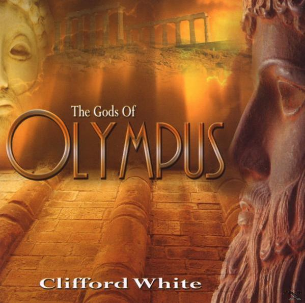 A 'The Gods of Olympus' könyvborítója szöveggel és klasszikus művészeti képekkel.