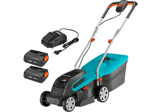 GARDENA PowerMax SET - Akku-Rasenmäher (Schnittbreite: 32 cm) Blau/Grau