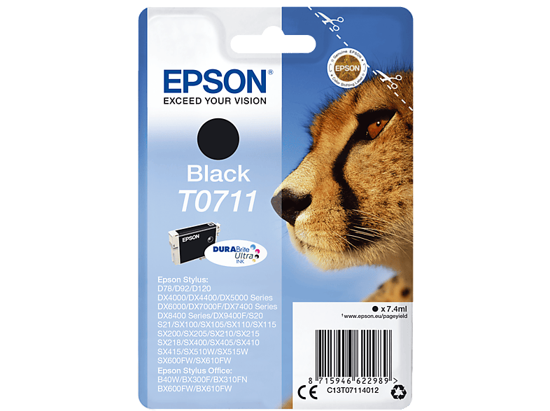 EPSON T0711 tintapatron, fekete (C13T07114012)