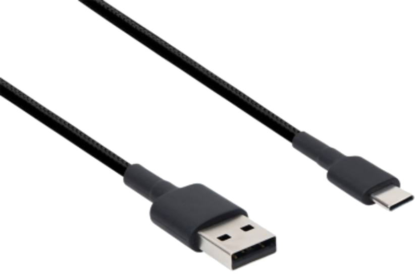 Fekete USB kábel USB és USB-C csatlakozóval.