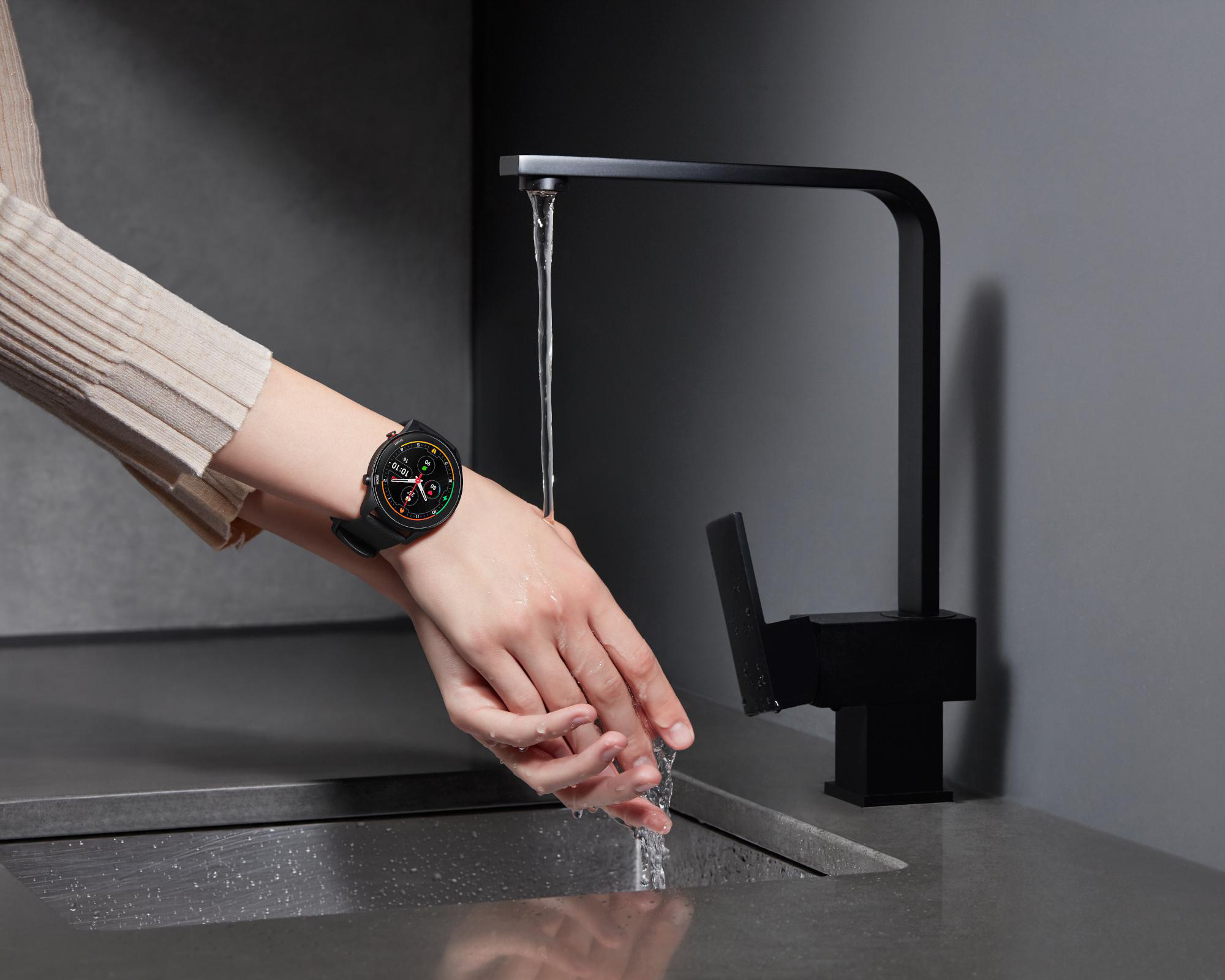 XIAOMI Mi Watch Smartwatch glasfaserverstärktes Polycarbonatgehäuse Silikon, 125 mm + 85 mm, Black