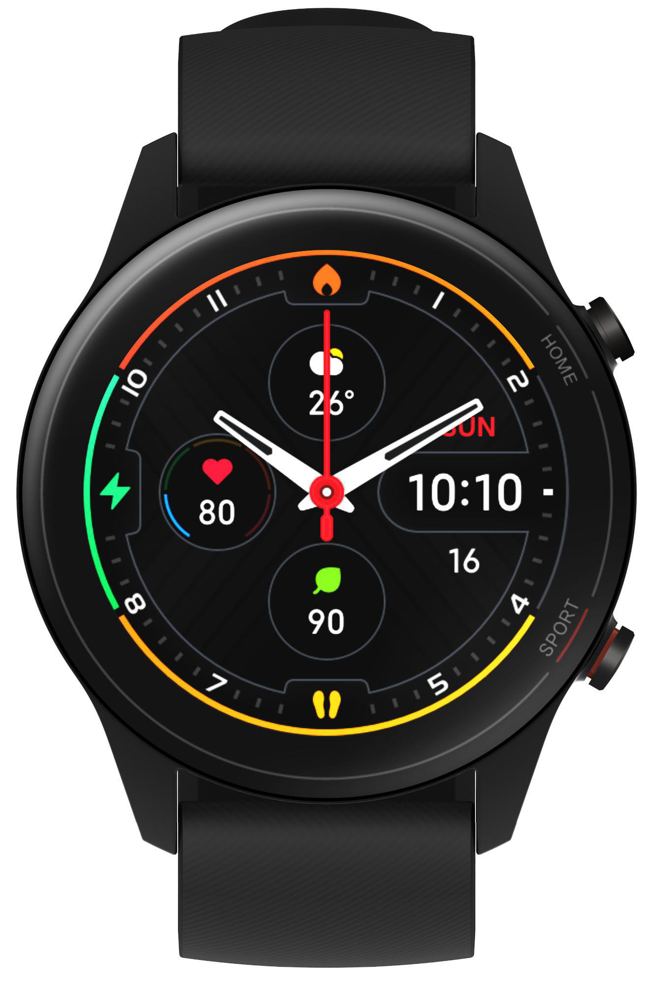 XIAOMI Mi Watch Smartwatch glasfaserverstärktes Polycarbonatgehäuse Silikon, 125 mm + 85 mm, Black