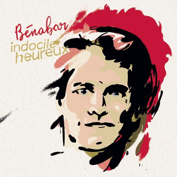 Un portrait graphique d'un homme avec une palette de couleurs rouge et beige, intitulé Bènabar.