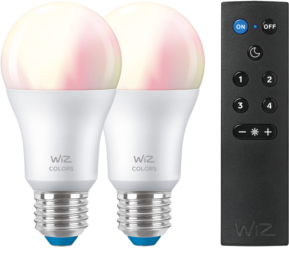 WIZ Ampoule Smart Colors E27 8 W - 2 pièces + WIZmote (55011700)