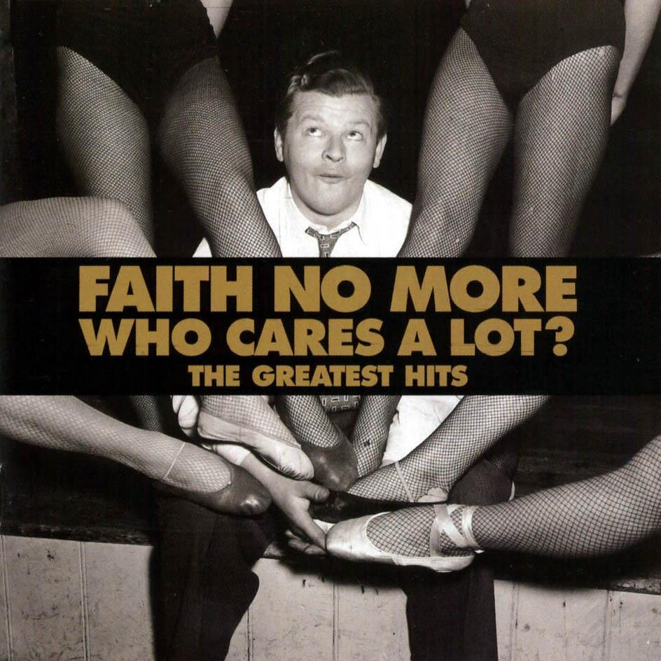 A 'Faith No More - Who Cares a Lot?' album borítója, egy férfival és lábakkal.