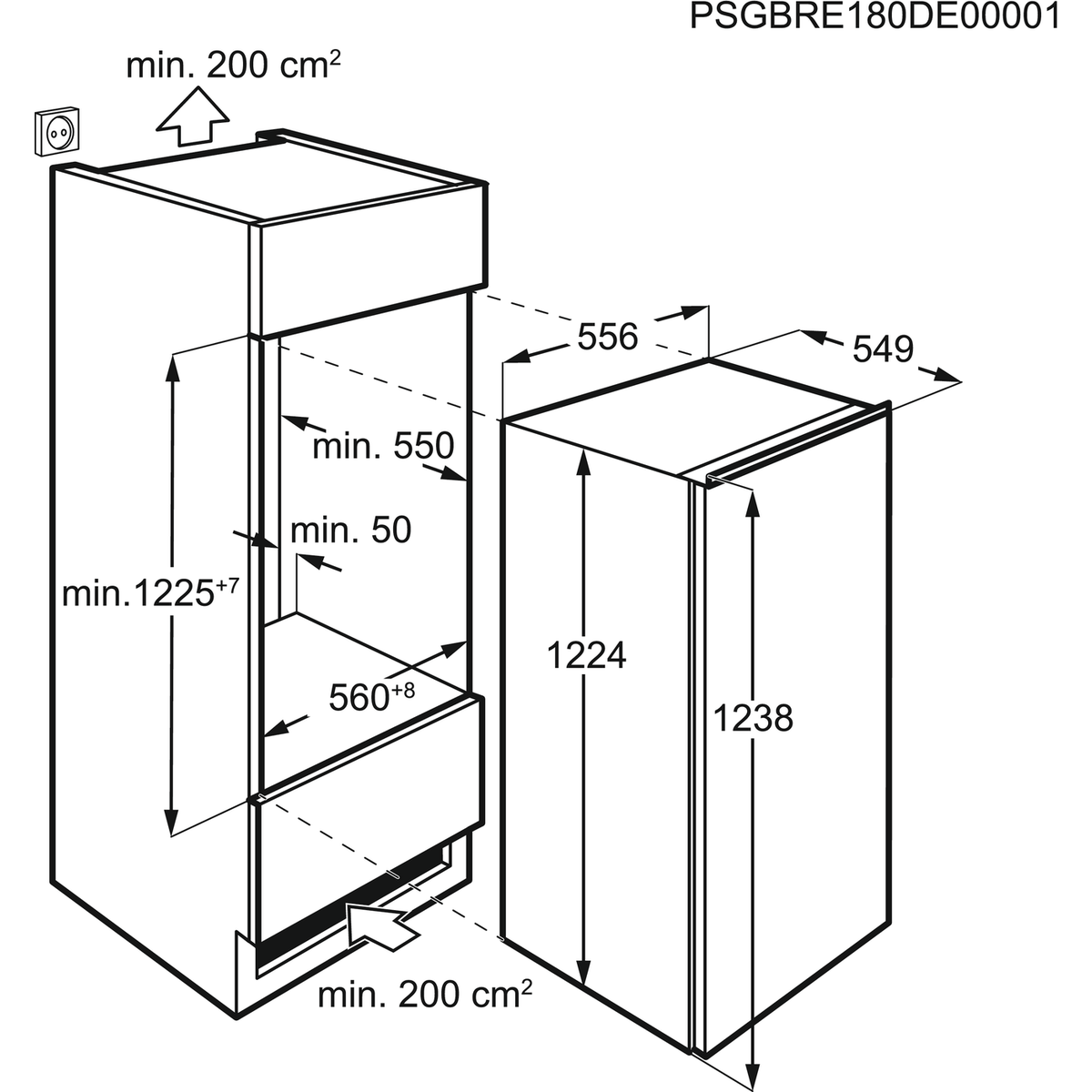 AEG SFE612F1AF Kühlschrank (181 l, F, 1224 mm hoch, Weiß)