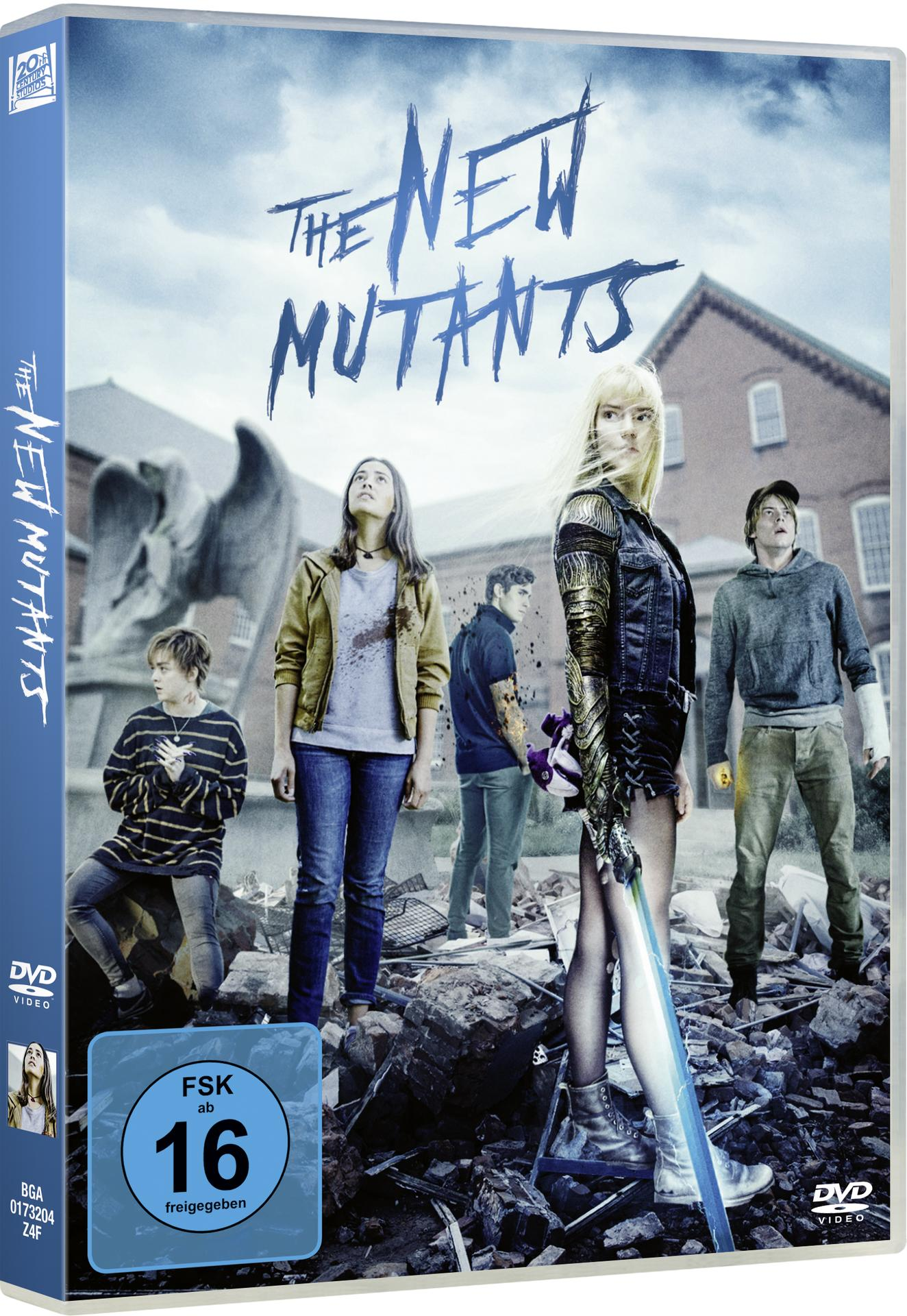 DVD-Cover von 'The New Mutants' mit Cast-Bild und Filmtitel.