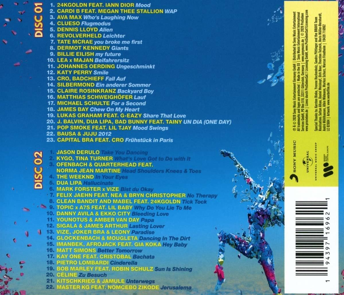 CD-Albumcover mit Titellisten für zwei Discs. Verschiedene Künstler und Songtitel sind aufgeführt.