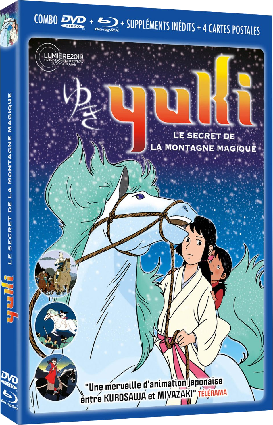 Couverture DVD 'Yuki: Le Secret de la Montagne Magique'. Comprend des personnages animés et un paysage enneigé.