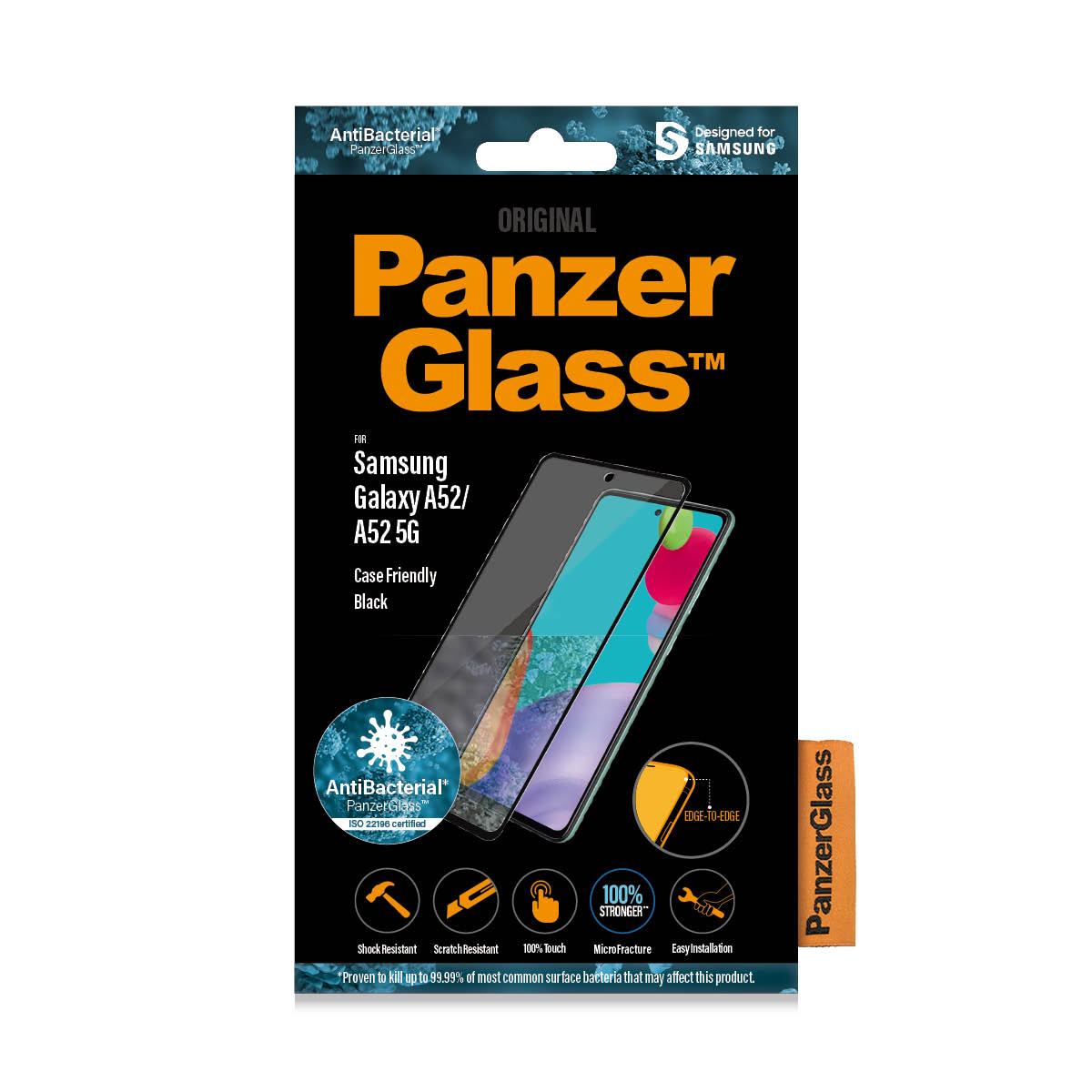 PANZERGLASS Antibacteriële Zwarte Case Friendly voor Samsung Galaxy A52(S) 5G / A53 5G