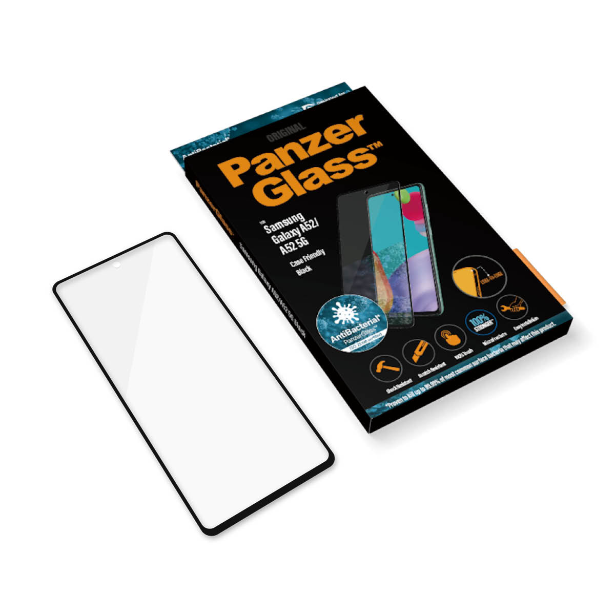 PANZERGLASS Antibacteriële Zwarte Case Friendly voor Samsung Galaxy A52(S) 5G / A53 5G