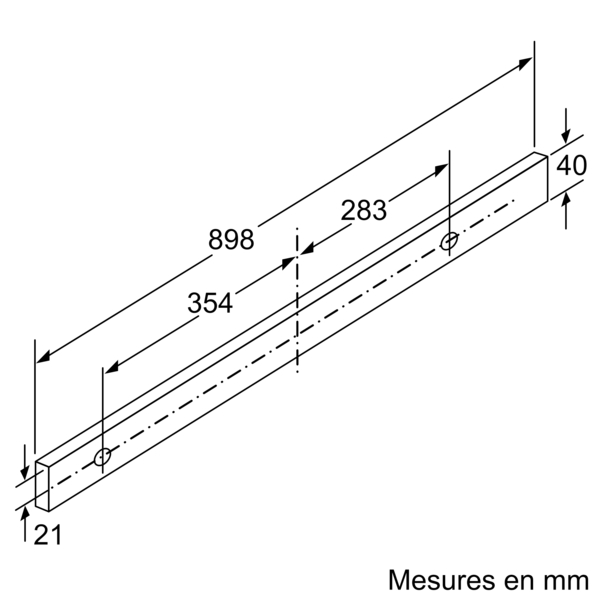 Dessin technique d'une poutre en bois rectangulaire avec dimensions et mesures en millimètres.