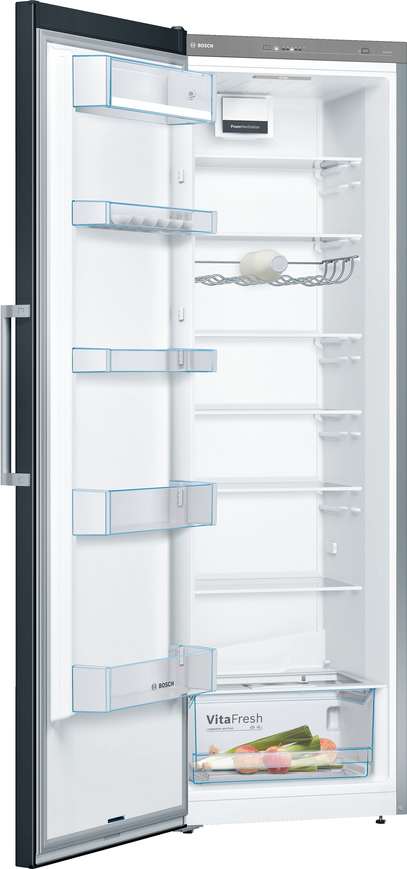 BOSCH KSV36VBEP Serie 4 Kühlschrank (348 l, E, 1860 mm hoch, Schwarz)