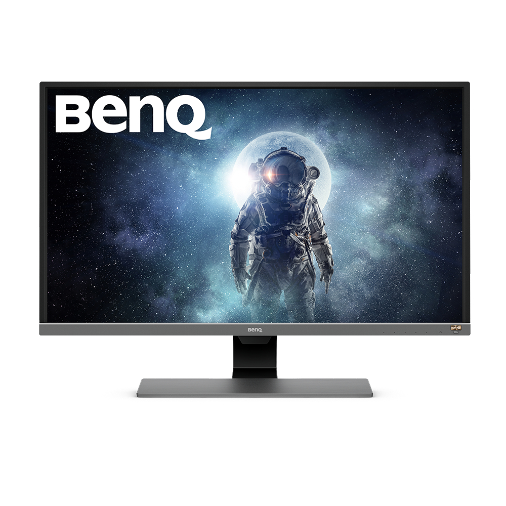 BenQ-Monitor mit einer Weltraumszene mit Astronaut und Vollmond.