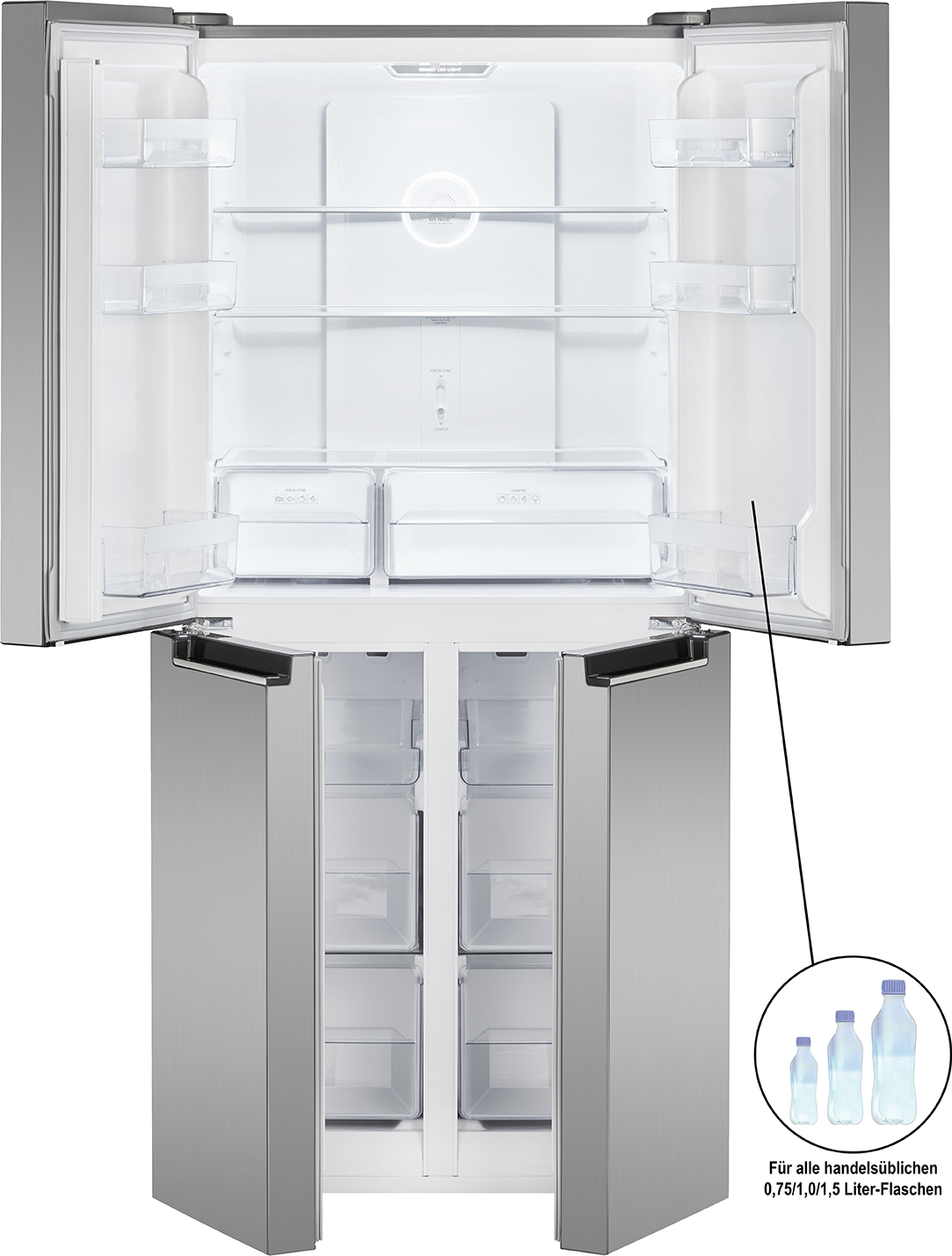 BOMANN KG 7334 French Door (E, 421 l, 1800 mm hoch, Edelstahl)