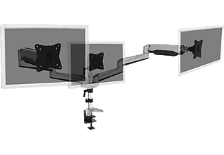 DIGITUS Dreifach Monitor Ständer mit Klemmbefestigung mit Gasdruckfeder, 15-27 Zoll, max. 18kg, Silber