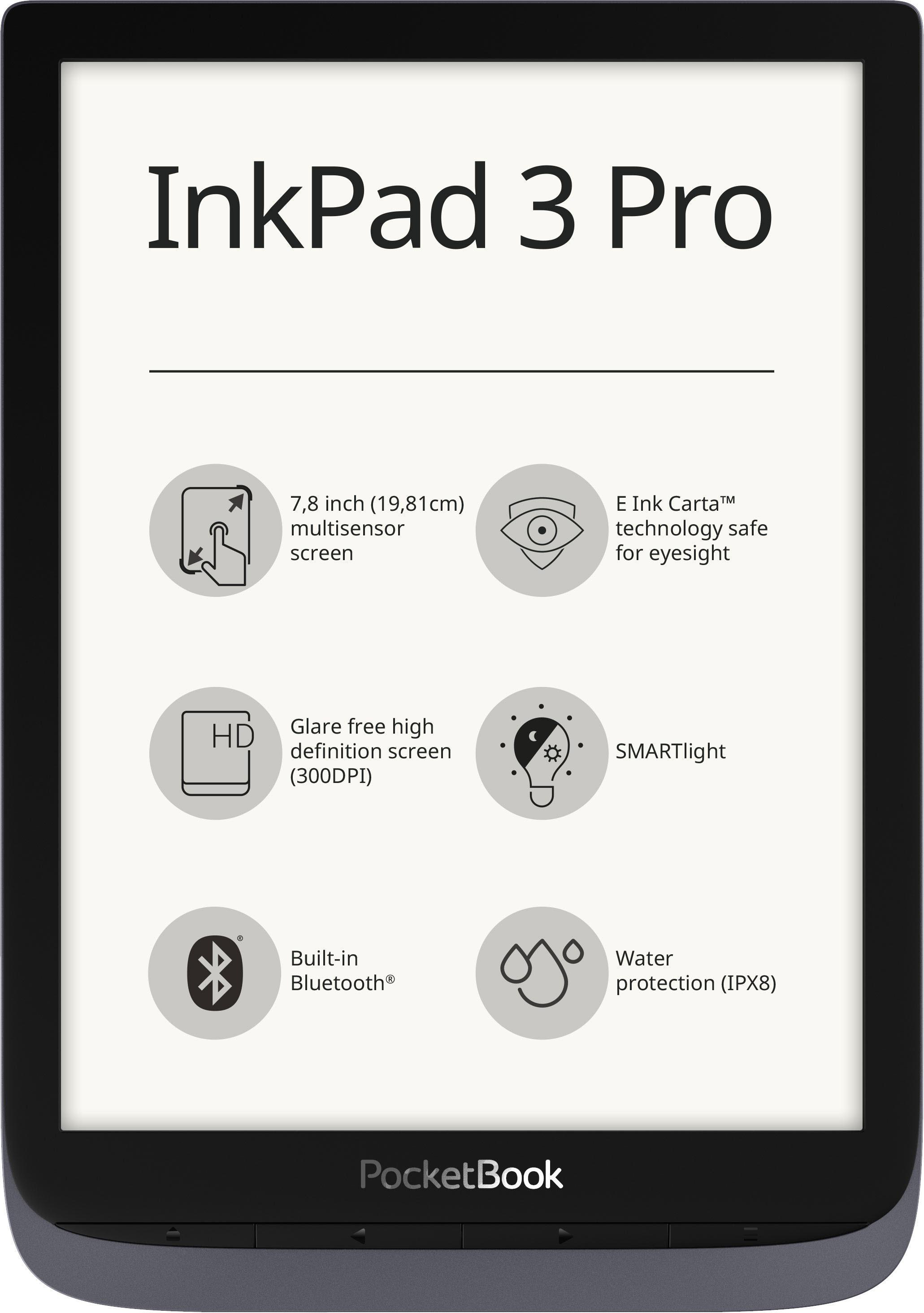 POCKETBOOK InkPad 3 Pro Metallic Grey  16 GB eBook-Reader Grau