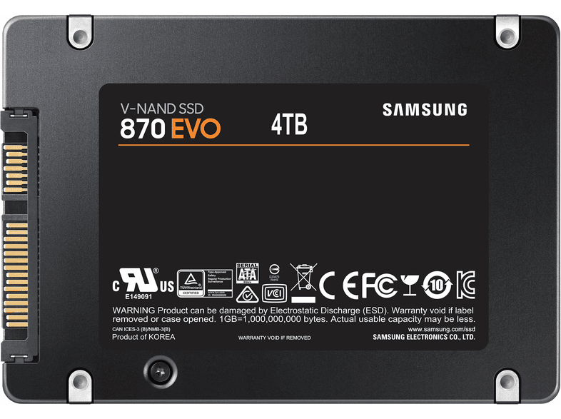Samsung 870 EVO 4TB SSD 使用時間446H Samsung | 870 EVO SSD - 4TB - SATA 3 - 2,5 INCH - 560 Mbit/s kopen