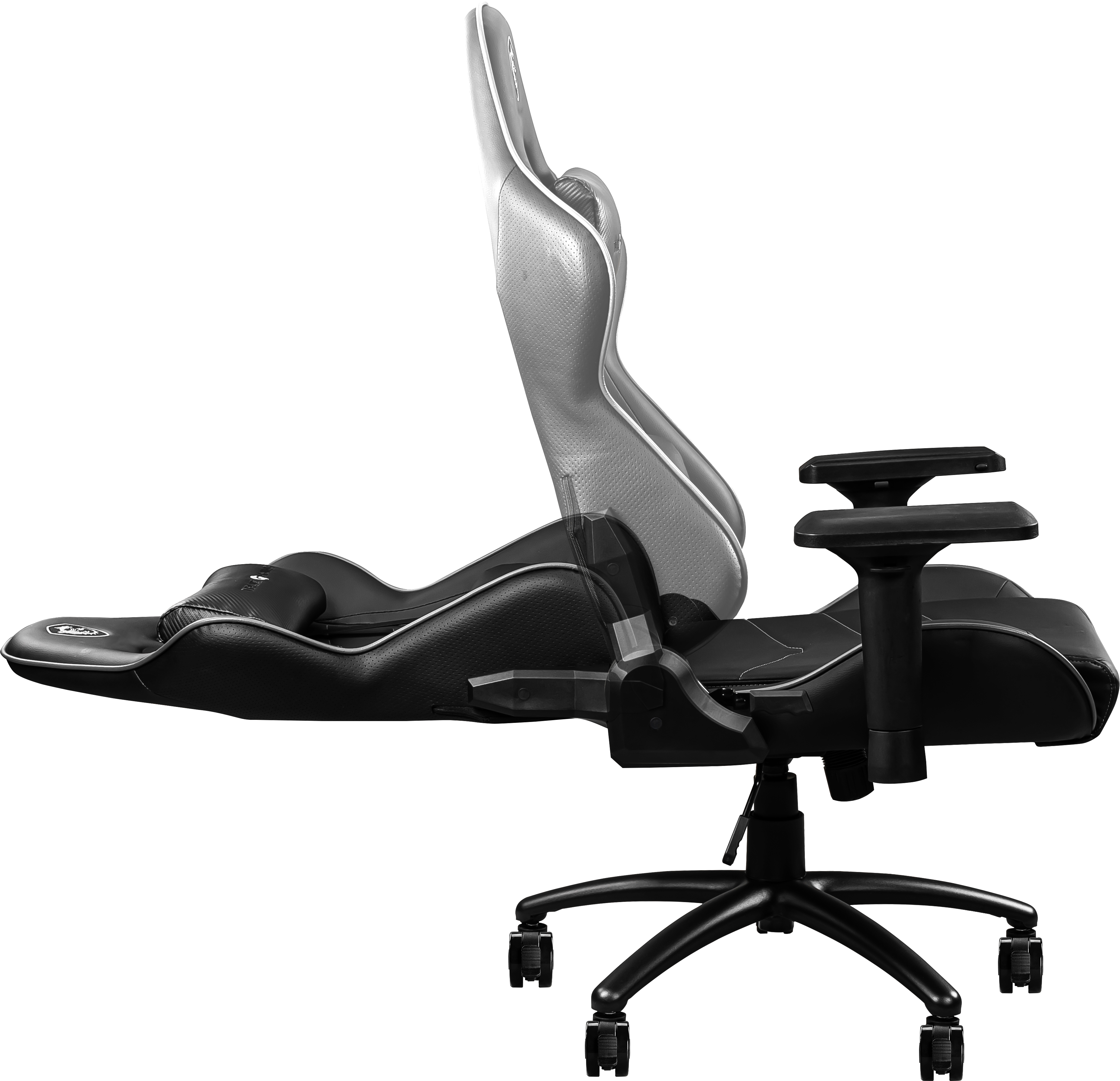 MSI MAG CH120 I Gaming Stuhl (Belastung max. 150 Kg, 4D Armlehnen, PVC Leder, schwarz, Nackenkissen, Lendenstütze)