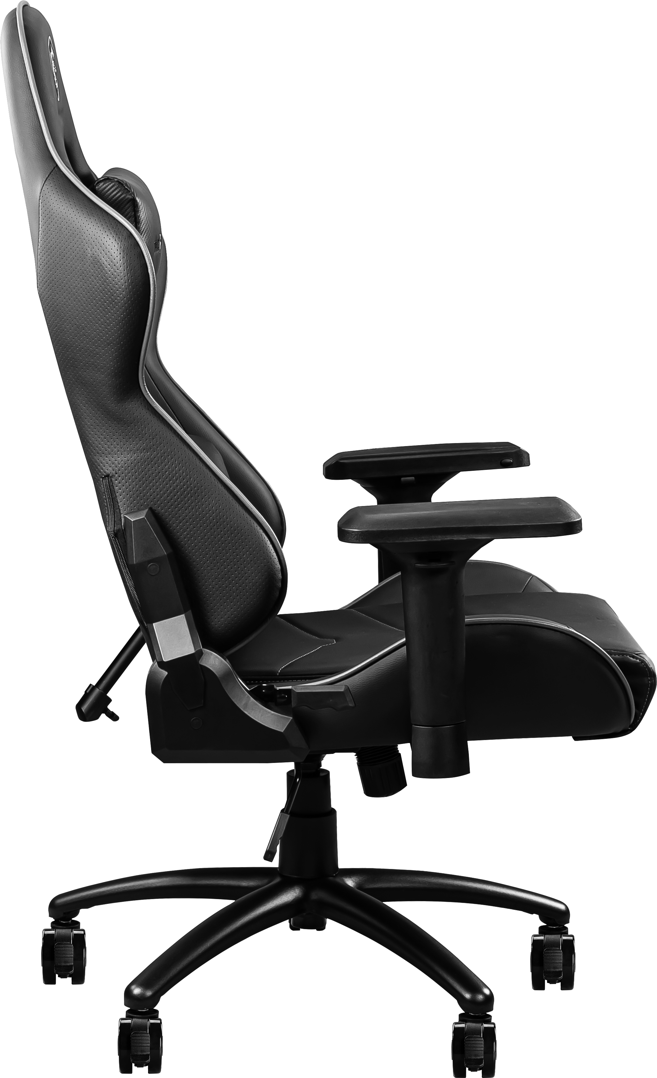 MSI MAG CH120 I Gaming Stuhl (Belastung max. 150 Kg, 4D Armlehnen, PVC Leder, schwarz, Nackenkissen, Lendenstütze)