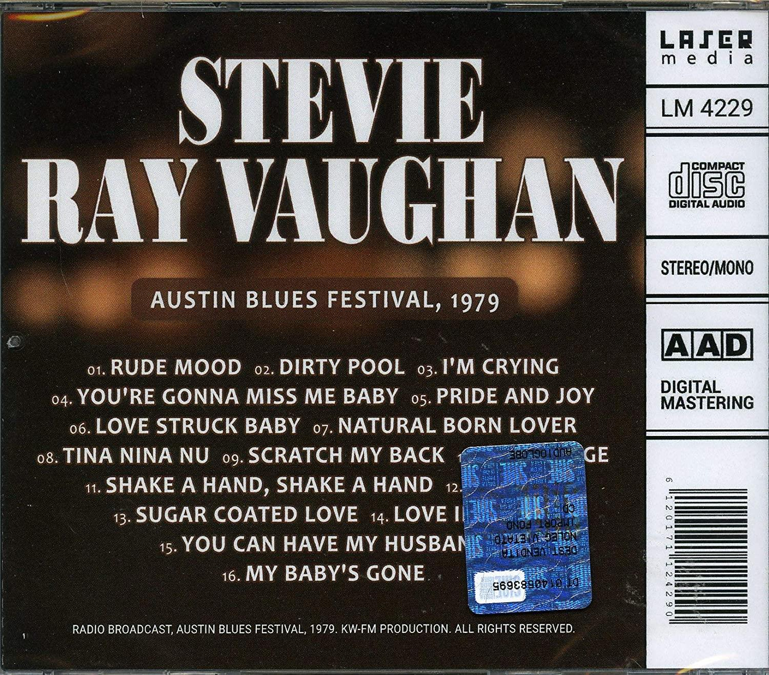 CD-Cover: Stevie Ray Vaughan, Austin Blues Festival 1979, mit Titelliste und Logo.