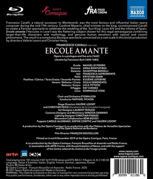 Die Rückseite einer Opern-DVD, mit Text, Credits und einem Logo.