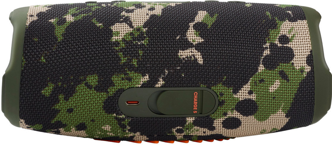 Camouflage luidspreker met knoppen. Groen en bruin. Poort aan de zijkant.