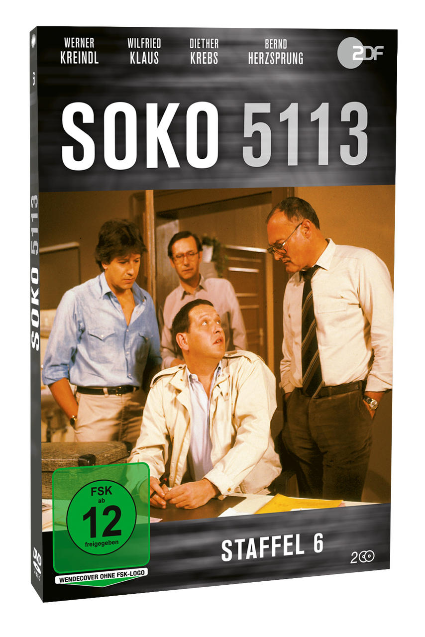 DVD-Cover von 'SOKO 5113'. Zeigt vier Männer in einem Büro. FSK 12-Aufkleber vorhanden.