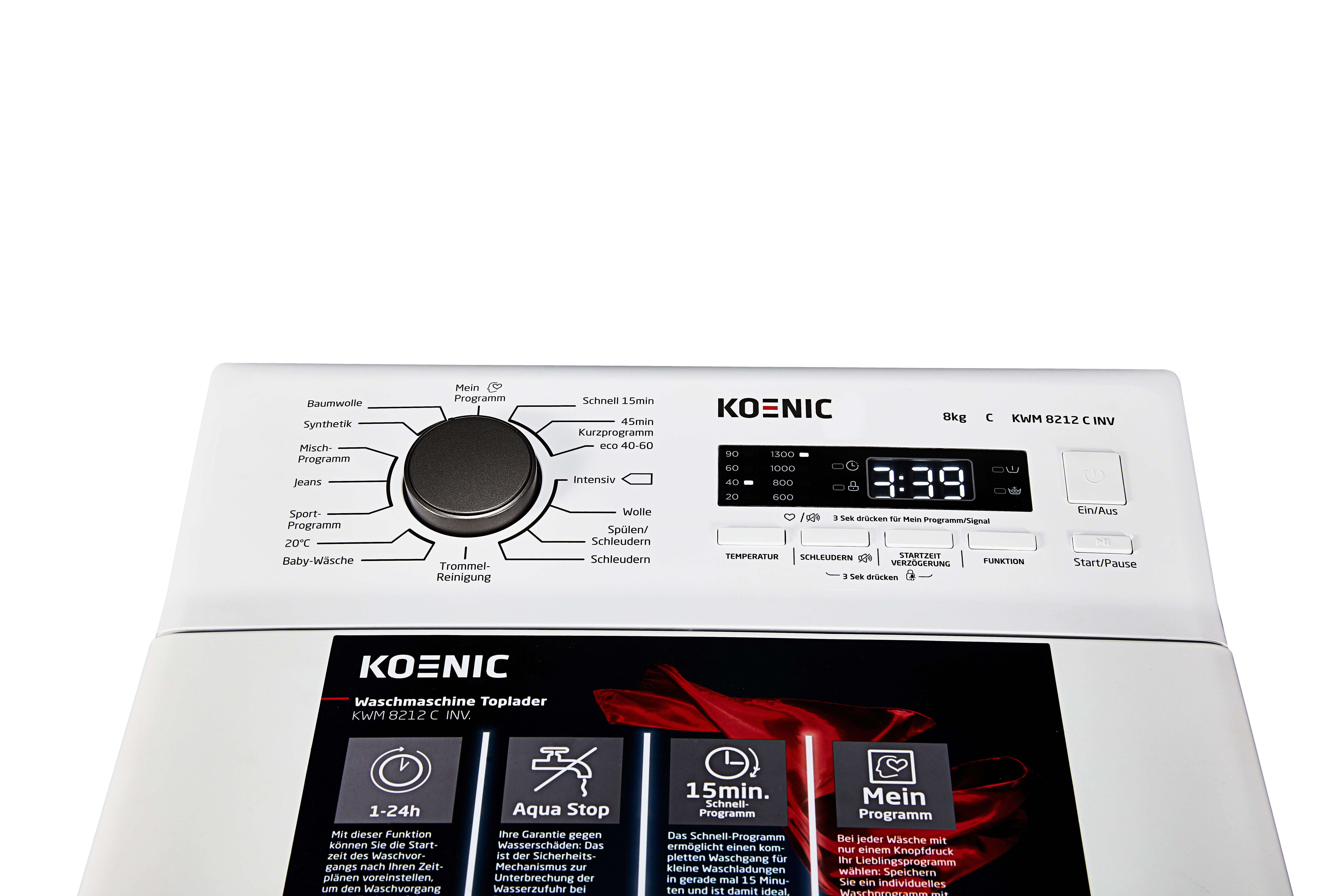 KOENIC KWM 8212 C INV Waschmaschine Toplader (8 kg, 1300 U/Min., C, Toplader)
