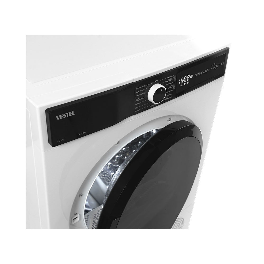 VESTEL KM 8701 A++ 8 kg Isı Pompalı Kurutma Makinesi Beyaz