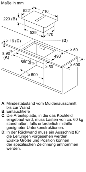SIEMENS ED711FA70, Kochfeld mit integriertem Dunstabzug (710 mm breit, 522 mm tief)