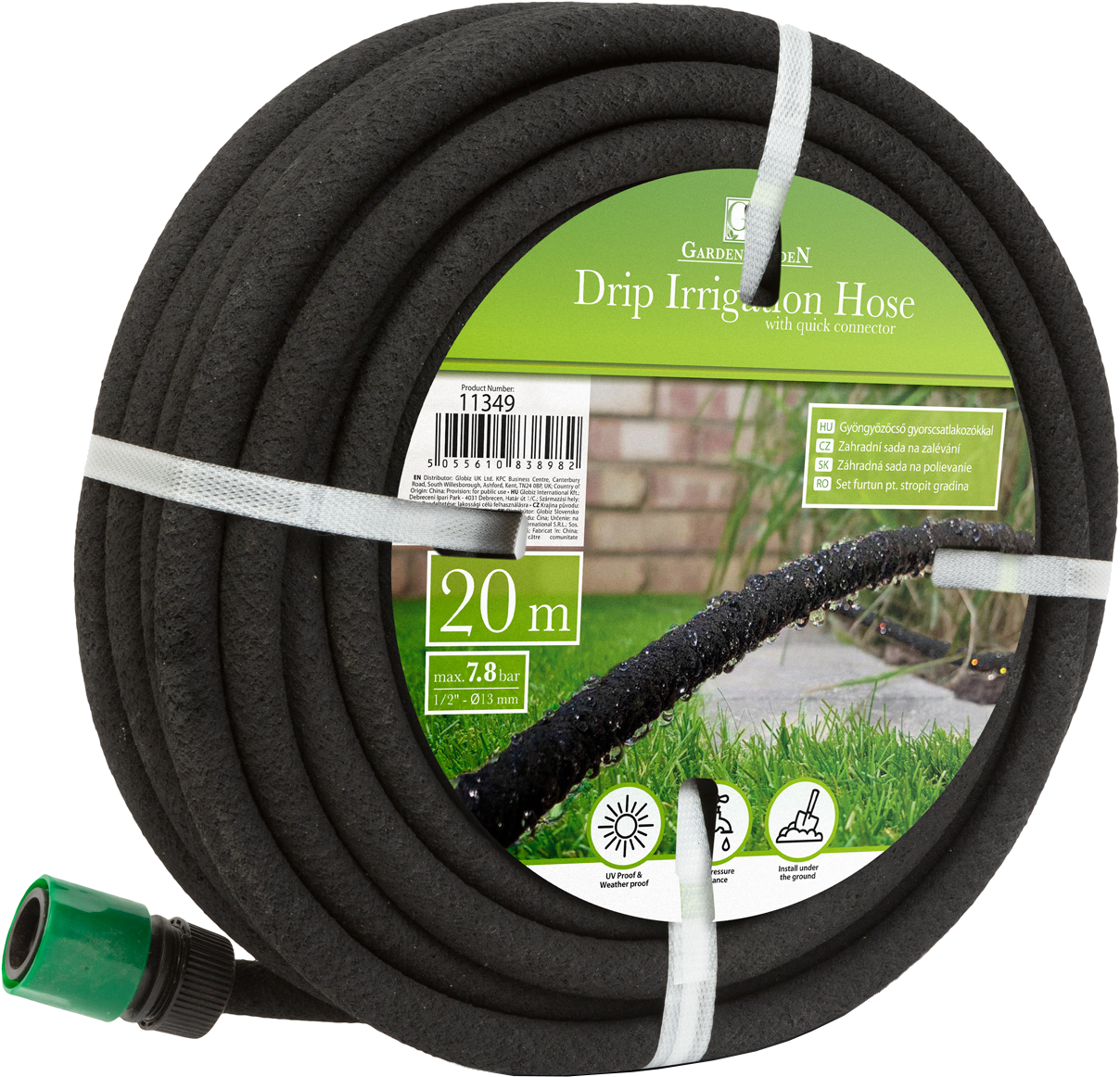 GARDEN OF EDEN 11349 Gyöngyözőcső gyorscsatlakozókkal, 20m, fekete