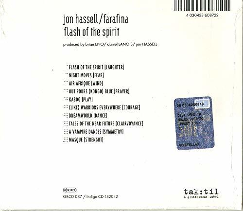 Rückseite einer CD von Jon Hassell/Farafina mit dem Titel 'Flash of the Spirit'.