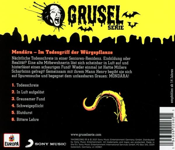 CD-Cover mit schreiender Frau und Fledermäusen. Text auf Deutsch, mit einem gelben, tentakelartigen Bild.