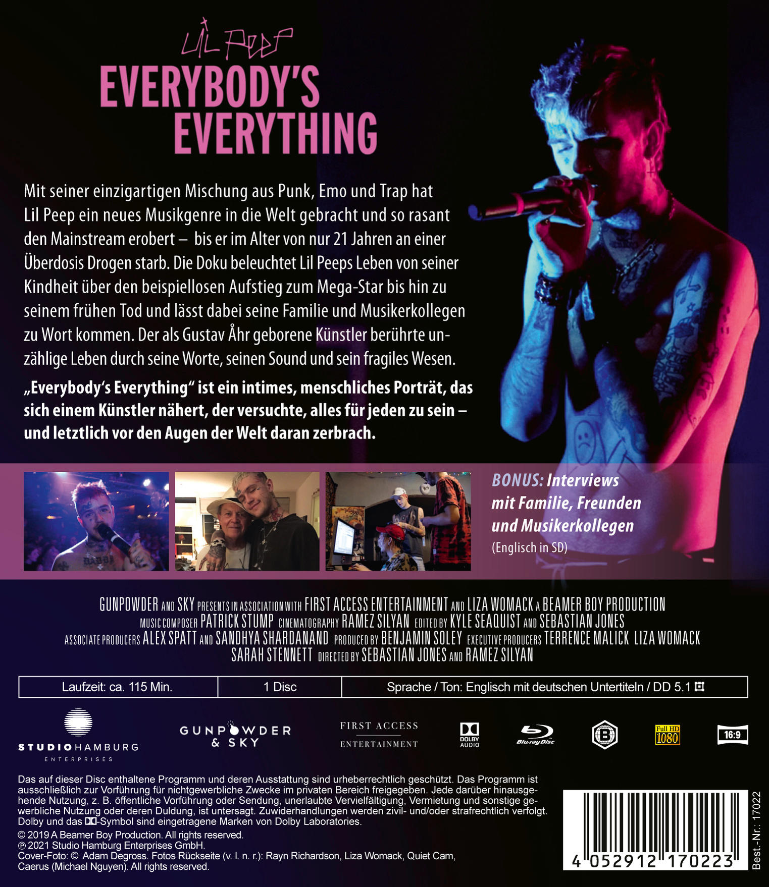 DVD-Hülle mit Mann mit Mikrofon, Text und Foto von Lil Peep.