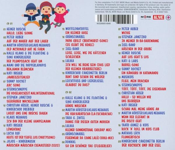 CD-Cover mit Cartoon-Kindern, Text auf Deutsch und Trackliste auf der Rückseite.
