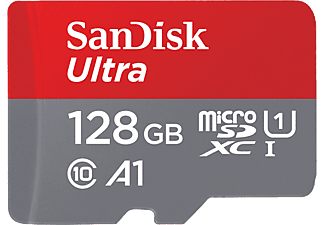 SANDISK Ultra - Speicherkarte (128 GB, 120 MB/s, Grau/Rot)