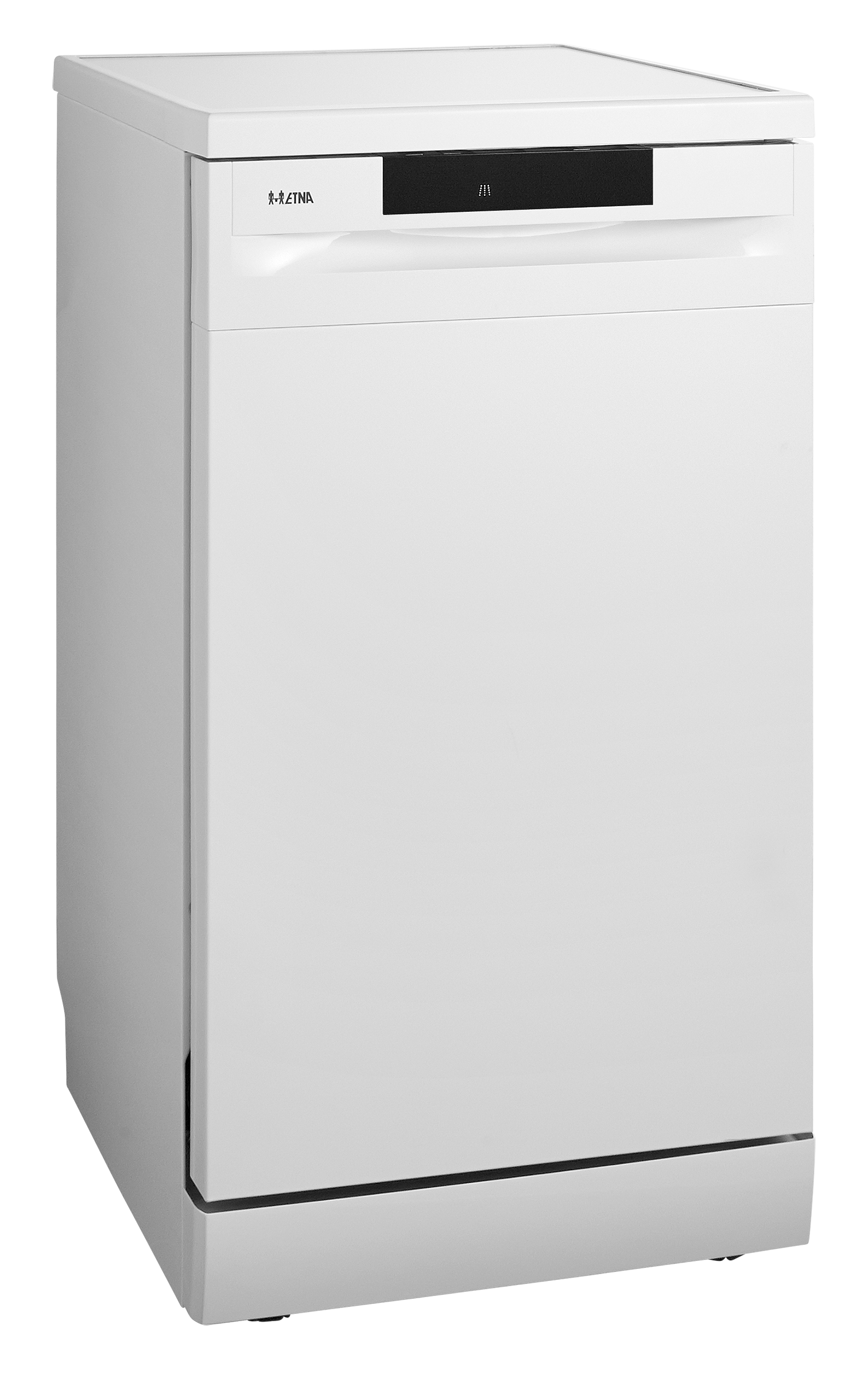Lave-vaisselle blanc autonome avec un affichage numérique sur le dessus.