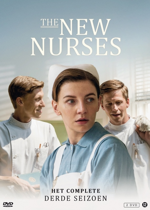 Couverture DVD : Trois personnes, texte en néerlandais, thème des infirmières.