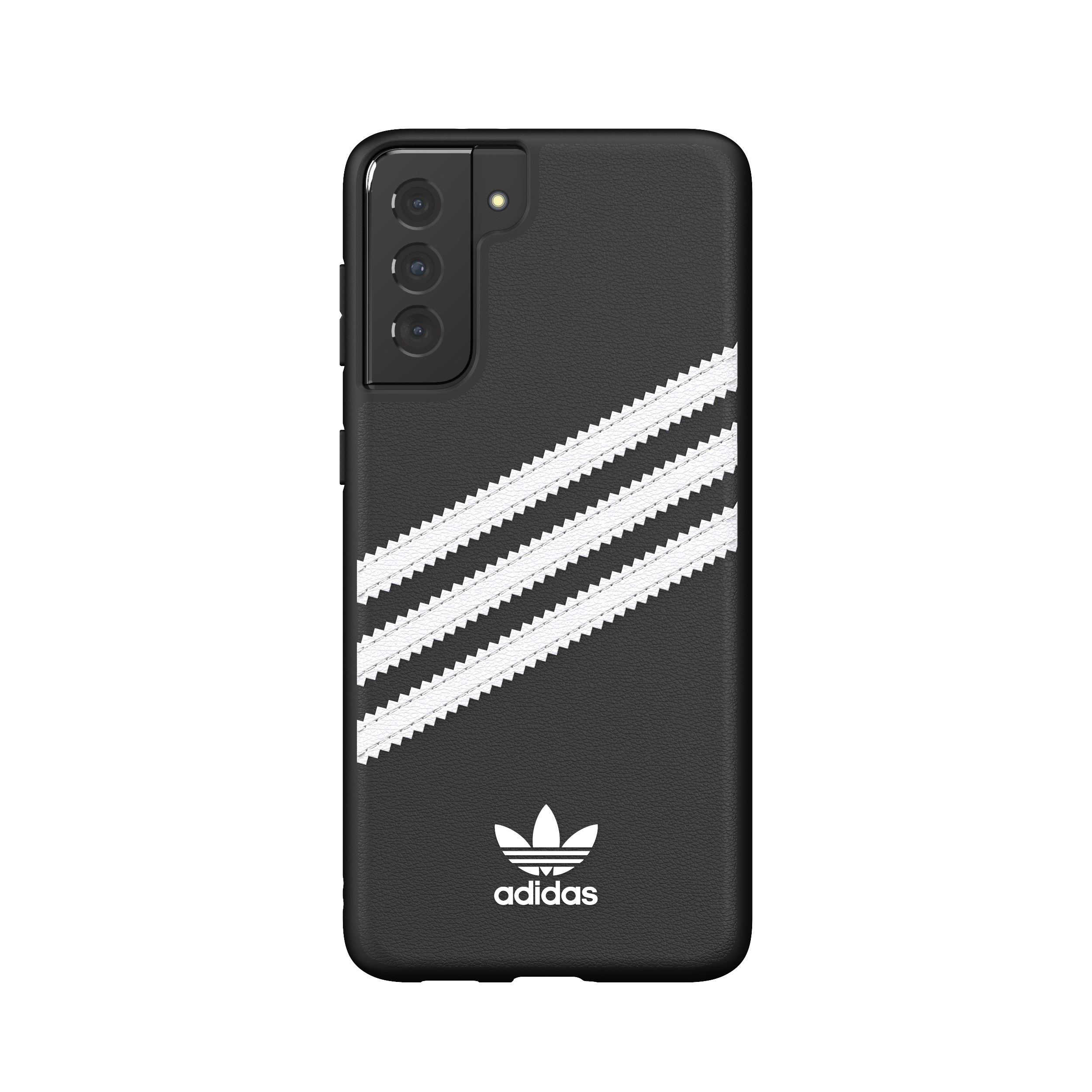 Schwarze Adidas Handyhülle mit weißen Streifen und Adidas-Logo.