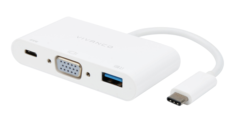 Vivanco USB-C Adapter 3in1 - Mit VGA, USB-C Ladung & USB 3.1
