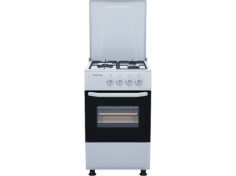 Cocina  Infiniton CC54IXG, 3 zonas, Horno 52 l, Gas butano (+Adaptador a  gas natural), A, Inox