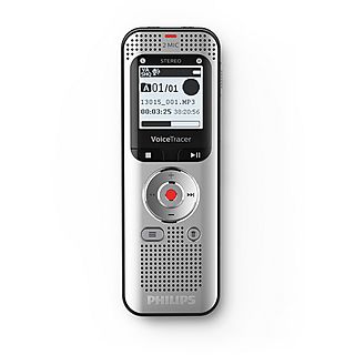 Grabadora de voz - Philips VoiceTracer DVT2050, 8 GB, Reconocimiento de voz, MP3, PCM, Gris