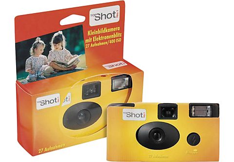 TOPSHOT Einwegkamera 400 Flash, 27 Farbfotos, ISO 400, mit Blitz, Orange