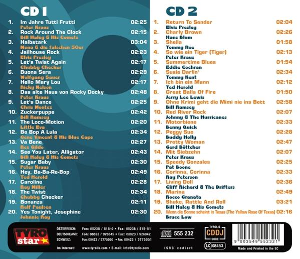 CD 1 und CD 2 Tracklisten mit Text in mehreren Sprachen.