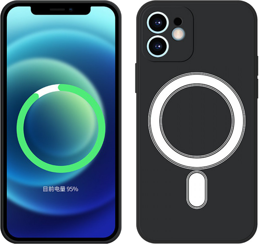 CASE AND PRO iPhone 12/12 Pro mágneses szilikon tok, Fekete