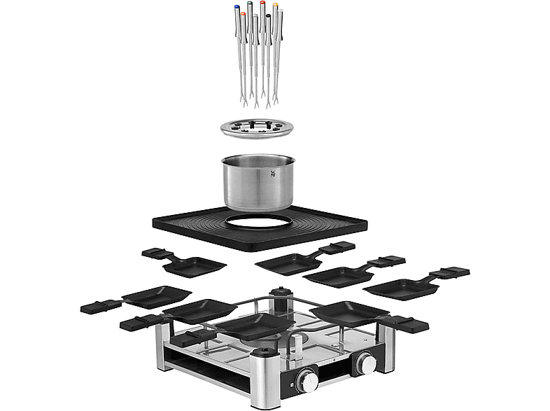 WMF Lumero Gourmet Station 3in1 Multifunktionsgerät: Raclette-Grill / Fondue-Topf und elektrischer Indoor-Grill (in Schwarz, für 8 Personen, 1960 Watt) — Foto 2 von 3
