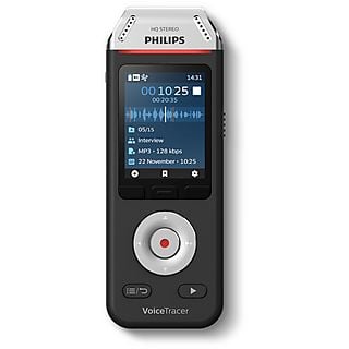 Grabadora de voz - Philips VoiceTracer DVT2110, 8 GB, Dos micrófonos HQ Estereo, MP3, PCM, Negro