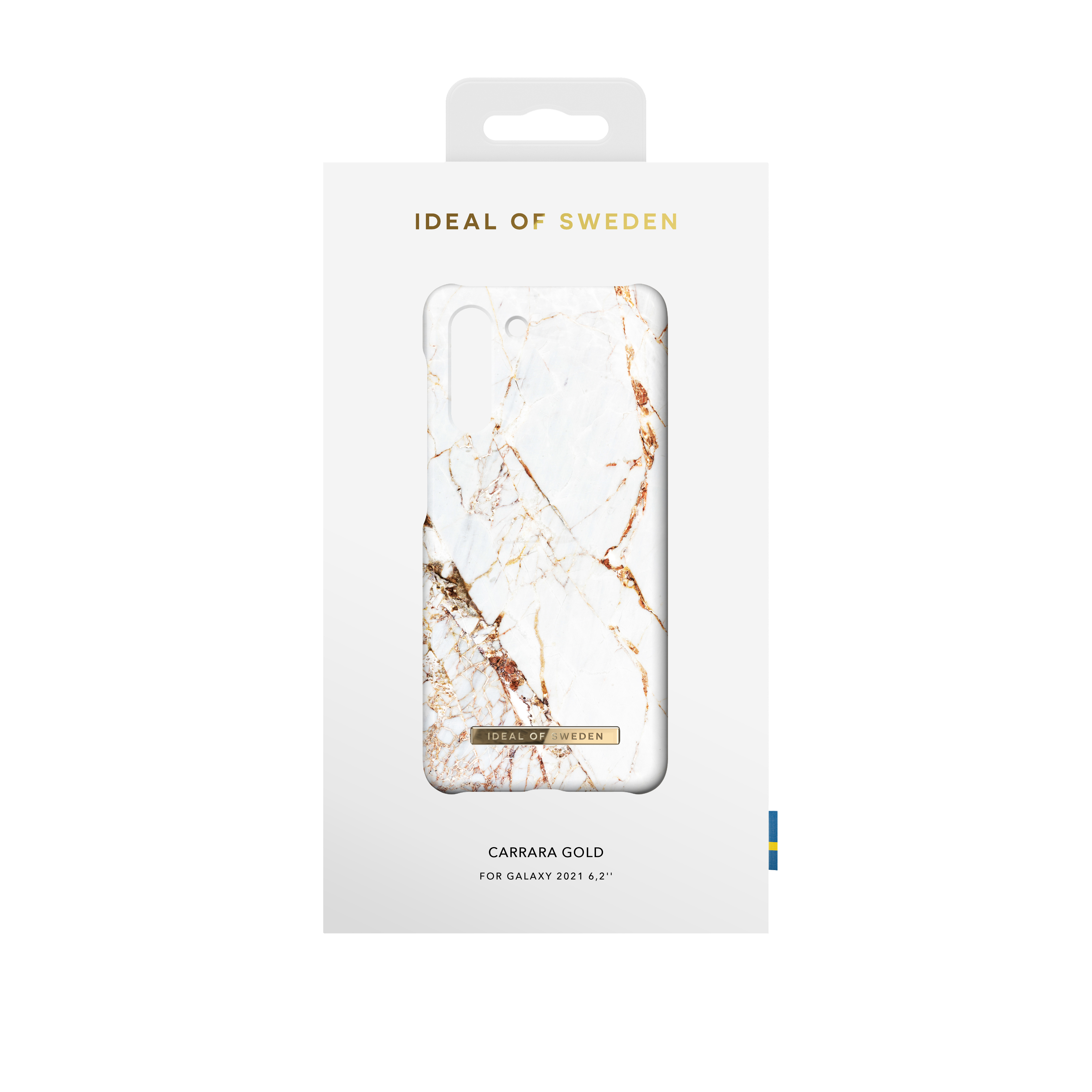 Ideal of Sweden Handyhülle. Weißes Marmordesign mit goldenen Akzenten.