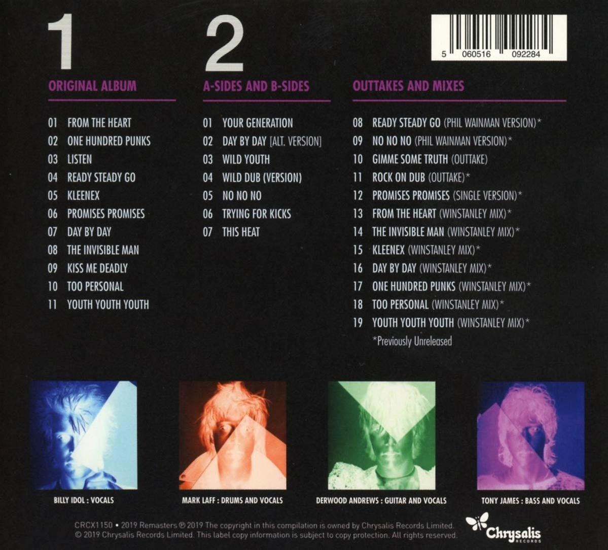 CD hátlap számlistával, előadók nevével és a zenekar tagjainak képeivel.